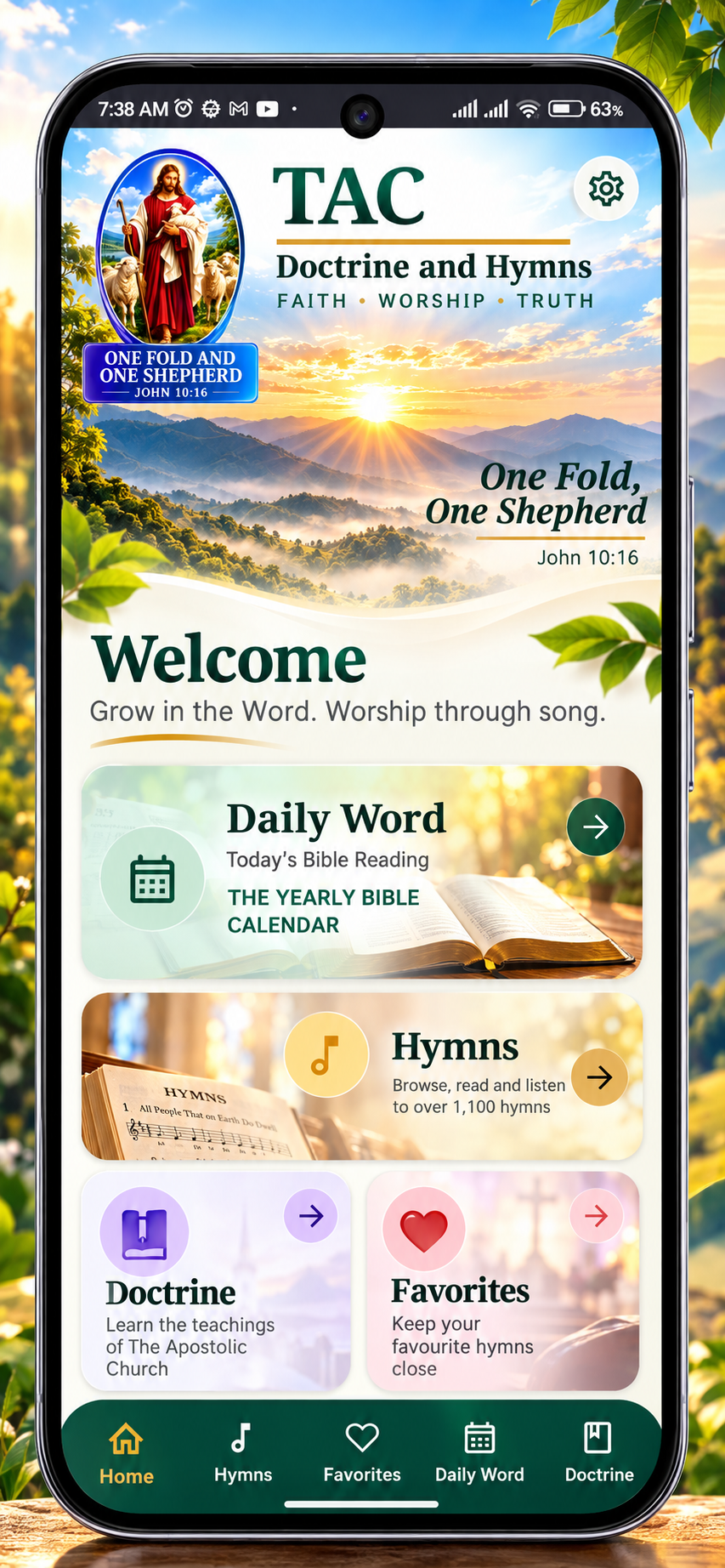 TAC Doctrine and Hymns actual application screenshot
